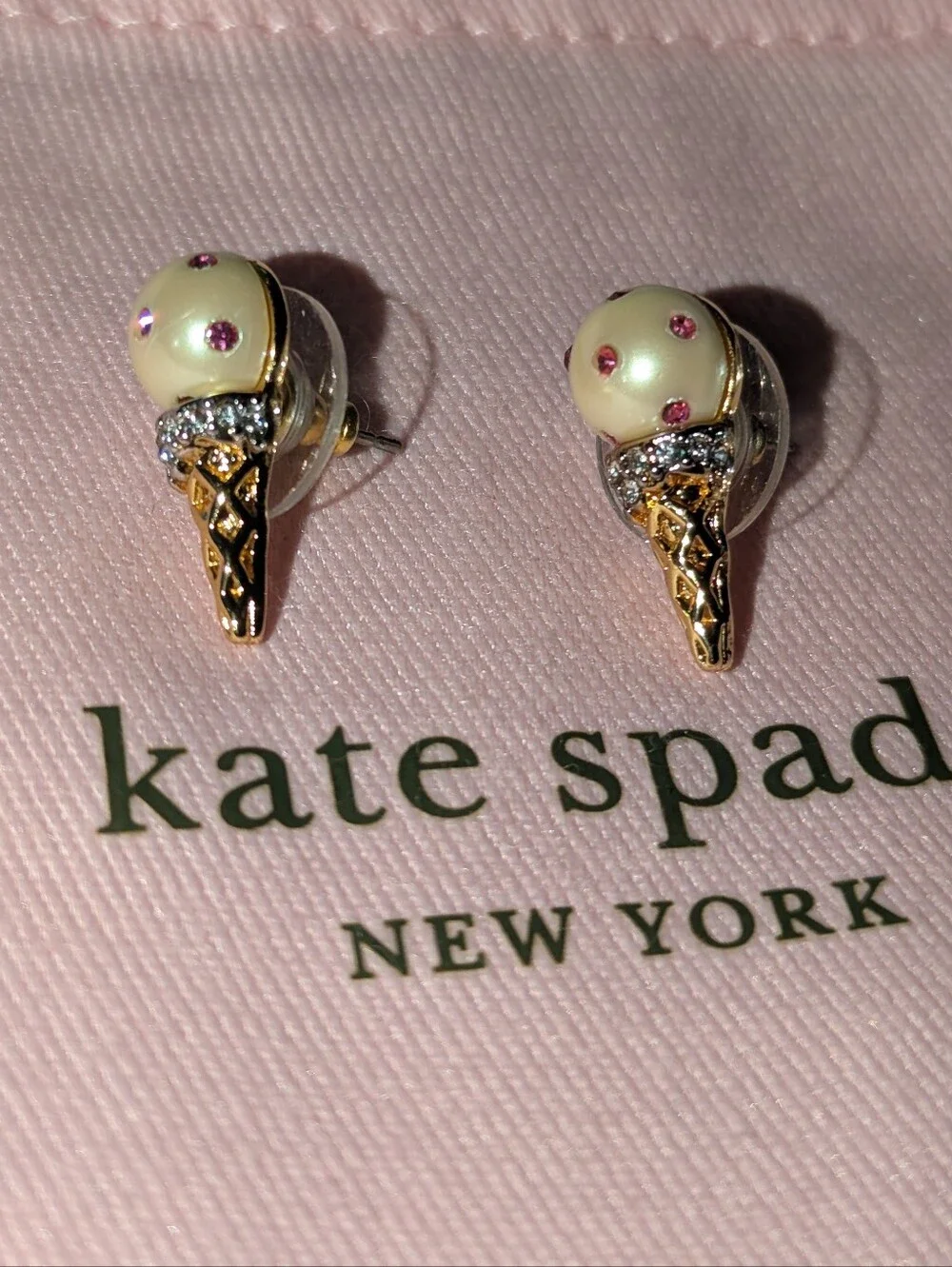 Kate Spade Carnival Nights Ice Cream Cone Stud Earrings - EUC in dust bag